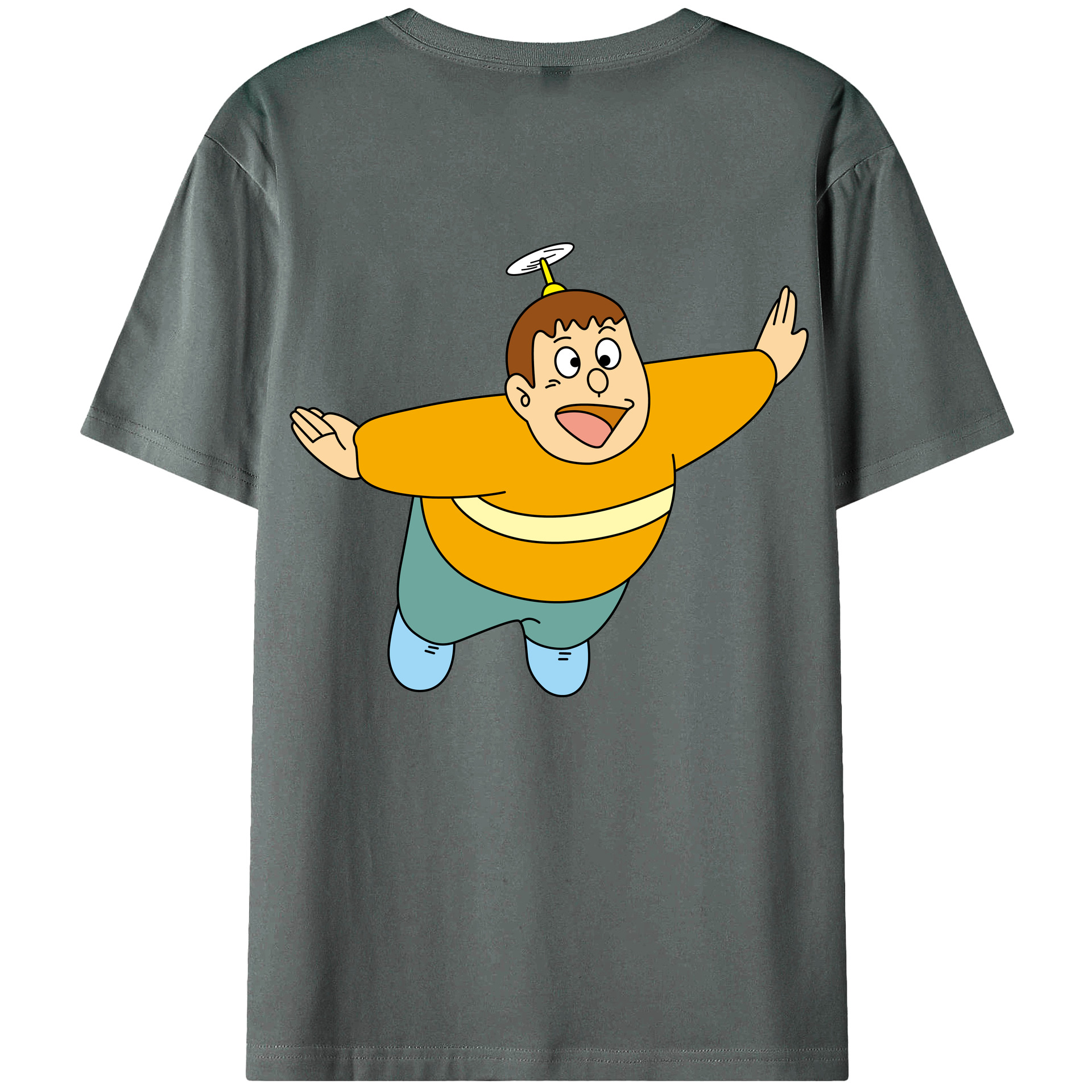 （画像用） ドラえもん 剛田武 Doraemon Gouta Takeshi 綿100％ メンズ半袖Tシャツ（バックプリント） 通気性
